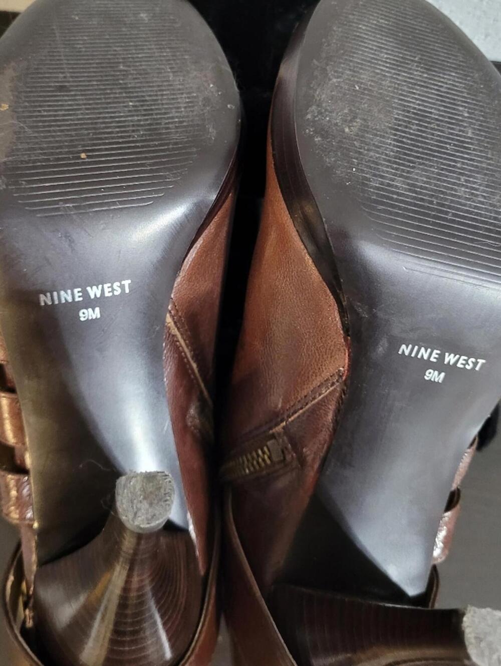 Nine West Brown Leather Ankle Boots Sz 9M - Picture 8 of 8